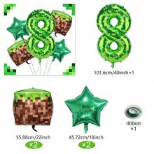 1 Set mit 40 Zoll grünen Zahlenballons 0-9, moderne Pixel-Stil grüne Folienballons, Pixel-Würfel Aluminiumfolienballons geeignet für grüne Geburtstagballons, Pixel-Welt-Spiel-Thema Geburtstagsdekoration, Spiel-Thema Geburtstagsdekoration, geschlechtsneutrale Geburtstagsdekoration, Abschlussfeier, Jahrestag, Feier, Familientreffen, Feiertagsdekoration, Wald-Thema Geburtstag, Themen-Geburtstag, Fotorequisiten. - Verschiedenfarbig - Übersicht 22