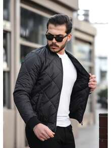 Men's Casual Versatile Warm Zip-Up Jacket For Autumn/Winter - Black - View 2