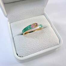 1 pieza Anillo exquisito con estampado floral de melocotón y esmalte de goteo estilo chino vintage - Anillo de flor de durazno - Ver 22