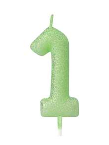 Glow-In-The-Dark Light Green Sprinkle Numeric 0-9 Birthday, Wedding, Valentine's Day, Anniversary Party Cake Decorative Candles - Light Green - View 2