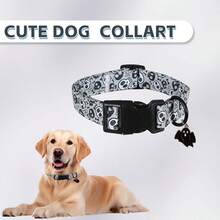 Halloween Skull Dog Collar With Ghost Flower Pendant, Suitable For Male And Female Cats, Small, Medium And Large Dogs. - Grey - View 1