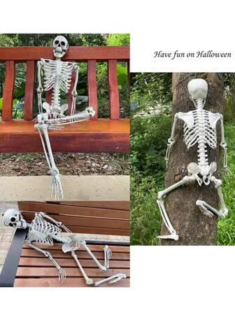 1 件灵活关节逼真骷髅装饰、万圣节装饰、骷髅仿真道具、恐怖夜派对装饰、万圣节装饰品、适用于室内/室外/万圣节派对和花园装饰、鬼屋、墓地、家居、万圣节派对和花园装饰