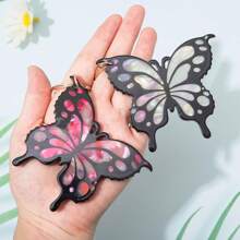 1 件环保材质醋酸纤维时尚彩虹色蝴蝶包饰钥匙扣