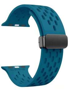 Breathable Hollow Silicone Watch Band Compatible With Apple Watch 41mm 40mm 44mm 45mm 42mm 38mm 49mm 46mm,Minimalist Apple Watch Strap Magnetic Fold Over Clasp Sports Band Compatible With Apple Watch Series 10 SE 9 8 7 6 5 4 3 2 1 Ultra - Multicolor - View 24