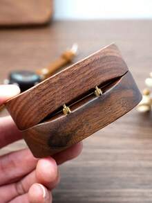 Wooden Jewelry Box, Black Walnut Jewelry Organizer For Rings, Necklaces, Earrings, Vintage Engagement Ring Storage Box - Square-shaped, White-lined, With Windows - View 6