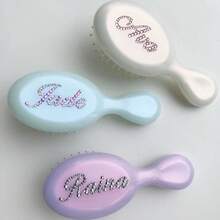 Pearlescent Macaron Color Customized Name Mini Air Cushion Small Comb With Rhinestones, English, Portable Massage Brush, ,Colorful,Cute,Adorable,Funny,Kawaii,Y2K,Stylish,Unisex,Casual,Custom,Personalized,Unique,Customized,Ideal Gifts For Him,Ideal Gifts For Her,Her,Boyfriend,Girlfriend,Family,Friends,Delicate Romance,For Office,For School,For Classroom,For Teacher Gifts,For University,For Colleague,For Dorm Rooms,Vacay Vibe Au - Multicolor - View 5