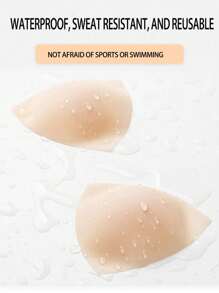 2 件法式三角形乳贴，超薄可重复使用隐形无缝硅胶乳贴 - 杏色 - 查看 2