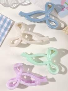 4 buc agrafe de păr cu fundă în stil boem, albastru pastel dulce, alb, violet deschis, verde, culoare bomboane, model marmorat, zână, pădure, accesorii de păr în stil plajă, agrafe cu gheare fluture pentru primăvară/vară