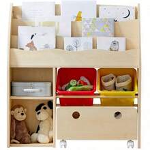 Kids Bookcases, Cabinets & Shelves - 自然色+紅/黃 - 查看 1