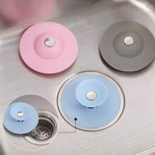 1pc Saucer Shaped Press Down Sink Drain Cover, Bathroom Basin Plug, Sewer Floor Drain Anti-Odor Cover,Kitchen Hygiene Accessories, Christmas Kitchen Upgrade With Cozy Fall& Winter Styles - Multicolor - View 1