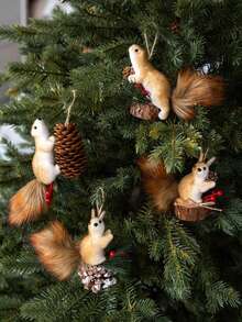 4 件/2 件/1 件可爱逼真的松鼠攀爬装饰，适用于圣诞树装饰、饰品、工艺品、派对、摄影道具、惊喜礼物 - 彩色 - 查看 2