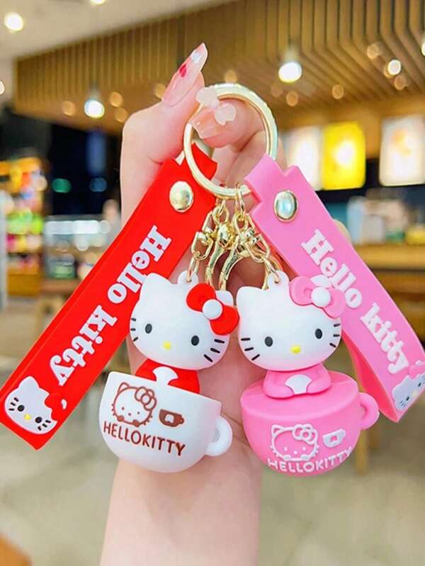 Sanrio Sanrio Schlüsselanhänger, niedliches Zubehör, Cartoon Puppe Schmuck, PVC weicher Gummi Becher, KT Tasche Anhänger, Autoschlüsselanhänger, Mädchen Geschenk, Auto Zubehör, Taschendekoration