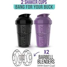 2-Pack 20oz Protein Shaker Bottles With 2 Stainless Steel Whisk Balls - Leakproof Gym/Workout/Travel Shaker Cups For Protein Powder, Meal Replacement & Smoothies (Green & Black) - 紫色/黑色 - 查看 3