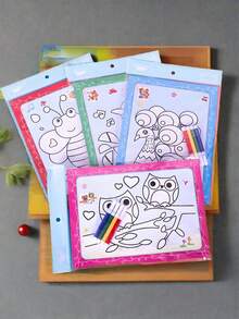 100pcs Watercolor Painting, Coloring Cards, Coloring Pages Handmade DIY Watercolor Painting Puzzle Doodle - Multicolor - View 3