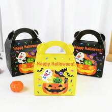 Cartoon Portable Paper Box Pumpkin Ghost Vampire Pattern Baking Biscuit Dessert Packaging Box Happy Halloween Party Gift Box Home Decor Halloween Decor Room Decor