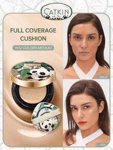 CATKIN Panda Paradise Concealer Cushion BB Cream, Breathable Moisturizing Foundation, Nourishing Skin, Creates Flawless Makeup, Suitable For Sensitive Skin, Light Coverage, W12 Gold Medium - W12 Golden Medium - View 2