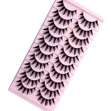 Manga Lashes 10 对仿貂皮睫毛自然蓬松 3D 浓密睫毛柔软交叉纤细睫毛延长化妆派对旅行假睫毛 - 尖尾漫畫款 - 查看 7