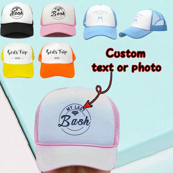 1pc Personalized Custom Text Picture Sponge Mesh Baseball Cap, Suitable For Outdoor Walking, Daily Leisure, High Satisfaction, A Personalized Gift For Anniversary, Also Suitable For Giving To Friends, Customizable Trucker Hat, Adjustable Size, Unisex Personalized Adjustable Summer Sun Hat For Men And Women.