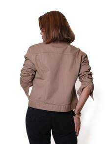 Women's Short Denim Jacket - 杏色 - 查看 3