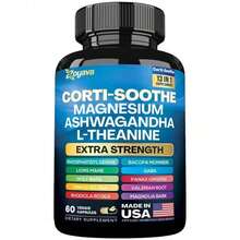 Corti-Soothe Stress Relief Supplement - 60 Capsules With Magnesium, Ashwagandha & L-Theanine For Cortisol Support, Relaxation & Muscle Recovery - Vegan, Non-GMO, Made In USA - 1 包 - 查看 1