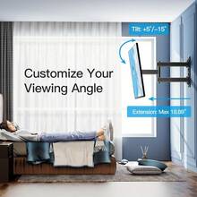 Adjustable Rotating TV Stand, Suitable For 14-27/14-42/32-55 Inch Screens - Cold-Rolled Steel, Wall Mounted Design - 黑色 - 查看 6