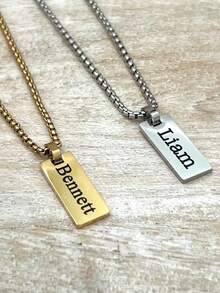 1PC Boys Name Necklace - Personalized Jewelry For Boys - Custom Engraved Necklace Gift For Boys And Girls - Birthday Gift - Dude Necklace, Letter, (Chain Length:60cm/23.62inch), Back To School Fashion, Graduation Gift 2026, Everyday Wear - Multicolor - View 8