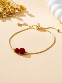 1 件女士时尚珍珠串珠手链，简约优雅可调节珠宝礼物