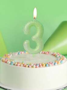Glow-In-The-Dark Light Green Sprinkle Numeric 0-9 Birthday, Wedding, Valentine's Day, Anniversary Party Cake Decorative Candles - Light Green - View 4