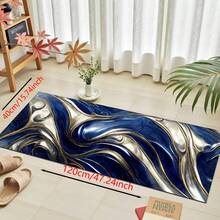 1 Stück goldene Samt Blau Abstrakte Kunst Flur Matte, Luxuriöser dekorativer Wohnzimmer Teppich, Weiche bequeme Lässig Laufmatte rutschfest waschbar Küchenboden Matten, Rutschfest Diatomit Küchenteppich, Küchenmatten - Verschiedenfarbig - Übersicht 16