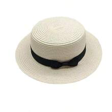 1 pièce Chapeau de paille d'été unisexe, chapeau de plage tressé pour la protection contre le soleil, utilisation pour les vacances et les voyages à la plage - Multicolore - Voir 15