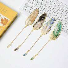 High Aesthetic Metal Feather Bookmark, Retro Artistic Feather Bookmark, Chinese Style Cultural And Creative Souvenir,For School Supplies,Back To School - Multicolor - View 3