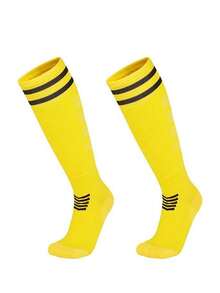 1双男士长款足球袜，专业成人加厚毛圈缓冲过膝透气运动袜，适合日常运动穿着，秋季款 - 彩色 - 查看 22