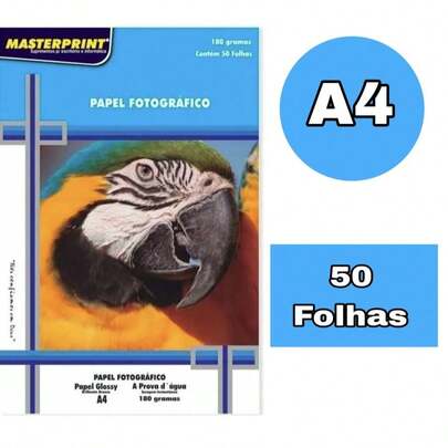 Papel Fotografico Glossy 180g 50 folhas A4 210mmx297mm