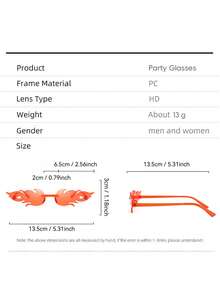1-10 件-火焰眼镜，无框派对装饰眼镜，火焰眼镜无框彩色派对装饰眼镜，无框火焰形状装饰眼镜波浪火眼镜女士男士派对用品拍照道具，春夏季度假眼镜，海滩沙滩装饰，酷炫