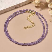 1pc 2mm Natural Stone Sodalite, Garnet, Amethyst Beaded Necklace, Elegant And Casual Style Necklace Suitable For Daily Wear Women - 38cm,2mm - View 18