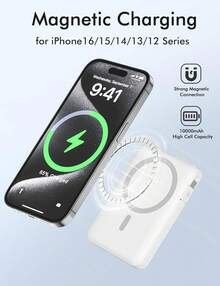 Wireless Magnetic Power Bank, 5000mAh Compact Battery Pack For Magsafe Powerbank, 20W Fast Charging Portable Charger, High-Speed Wireless Powerbank Compatible With Iphone16 15 14 13 12 Plus Pro Max Mini Series Suitable For Summer Holiday Outdoor Travel/Camping And Hand Free Emergency Backup Mobile Power Supply Gifts For Family, Friends, Birthday Magnetic Wireless Nan - 藍色的 - 查看 4