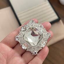 4pcs European Square Rhinestone Buttons, Suitable For Suits, Coats, Cardigans And Accessories - Large White Metal Decorative Fasteners - Multicolor - View 13