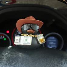 1PC Cute Black Rubber Duck Car Ornament, Home Party Car Center Console Decoration - Black - View 2