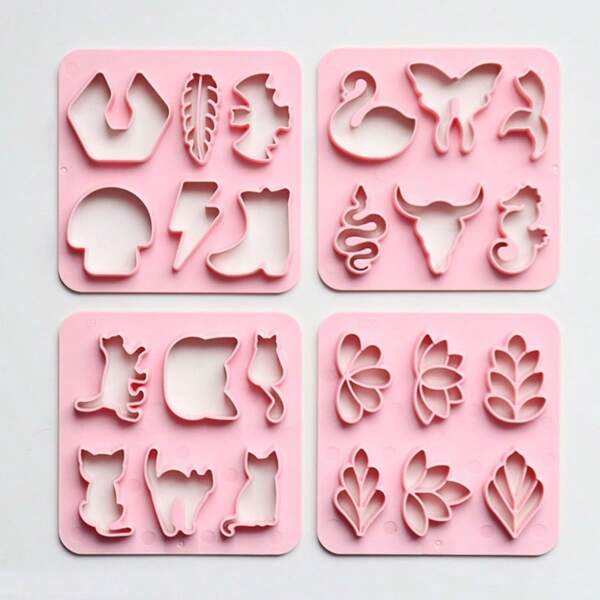 Ton Polymer Ohrringe Form, DIY Blatt Katze Tier Weich Ton Ohrringe Form