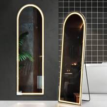 Sweetcrispy 2 Sizes Led Full Length Mirror With Lights Stand Or Wall Mount, Arched Long Body Mirror With 3 Color & Dimmable Lights Aluminum Alloy Frame Shatterproof Glass For Bedroom Bathroom - Xem 11