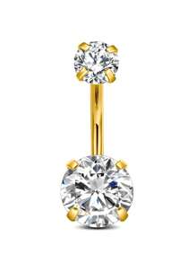 Set de 5 piezas de 14g de barras de ombligo de acero inoxidable con aros colgantes de ombligo para mujer, joyería de perforación con colgantes de corazón, flor y mariposa en plata y oro