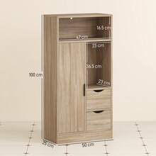Tủ đựng đồ nhà tắm HOMCOM tiết kiệm không gian, kiểu dáng mỏng, có 2 ngăn kéo, 3 tầng kệ điều chỉnh được và tủ, phong cách Bắc Âu, kích thước 50x25x100 cm, màu gỗ tự nhiên. - Màu gỗ - Xem 3