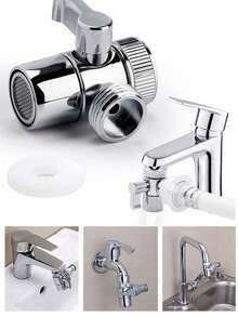 1/4pcs Shower Head Diverter Valve, 3-Way Zinc Alloy Shower Arm Diverter Valve, Faucet Adapter For Toilet, Bidet, Shower Accessories - Silver - View 3