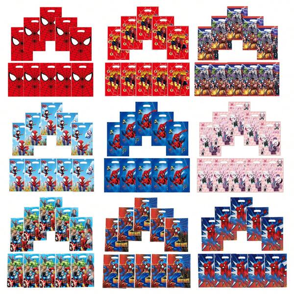 Disney 10/30/50pcs Disney Spider-Man 9 Styles Party Favor Bags, Party Decorations Gift Bags, Theme Party, Birthday Celebration Queue Decor Bags With Handles, Suitable For Gift Storage
