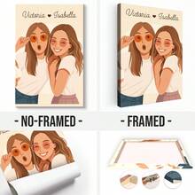 Catygift 定制情侣肖像个性化装裱帆布墙画，海报印刷，手绘插画风格，独特的周年纪念礼物，结婚礼物，多功能，装饰性强，可重复使用，精致时尚，高品质，色彩丰富，现代风格，可定制，个性化，独一无二，送给他的理想礼物，送给她的理想礼物，送给男友、爸爸、女友、妈妈、家人、朋友，茶室，家居，花园，办公室，周年纪念日，情人节，母亲节，生日，父亲节，毕业典礼，婚礼，乔迁之喜，定制家居装饰用品，客厅家居装饰 - As Shown - 查看 6