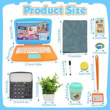 Kids Home Office Set, Playing House Game For 3+ Years Old-Equipped With Laptop, Writing Whiteboard Book, Tablet, With Calculator, Simulated Mobile Phone, Headphones&Kids Drink Cup, Pretend Working Toy - Orange - View 4