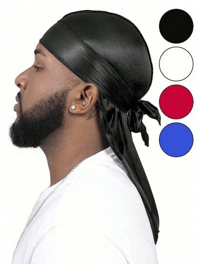 1pc Men's Durag Pirate Cap, Faux Silk Breathable Soft Casual Outdoor Sports Headwear