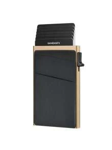 1pc, Minimalist Pop-Up Card Holder Wallet, Suitable For Men's RFID Shielding | Ultra-Thin Business Credit Card Wallet With Money Bag | Aluminum Metal Bank Card Holder, Can Store Banknotes, Coins, And Debit Cards, Is The Best Gift For Men