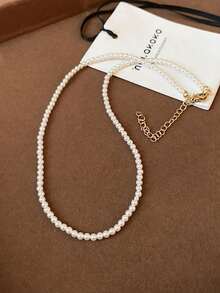 1 chiếc vòng cổ ngọc trai giả 4mm, vòng cổ choker nhỏ nhắn cao cấp tối giản dành cho phụ nữ, phụ kiện thời trang thanh lịch cho hoạt động ngoài trời, tiệc tùng, mặc hàng ngày - nhiều màu - Xem 5