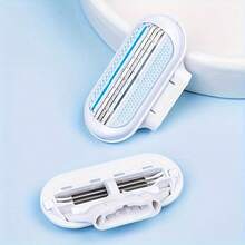 Bikini-Specific Women's Razor Triple-Layer Stainless Steel Safety Blades Replaceable Blade Head Hair Shaver For Intimate Areas, Underarms, And Leg Hair - Blue - View 6